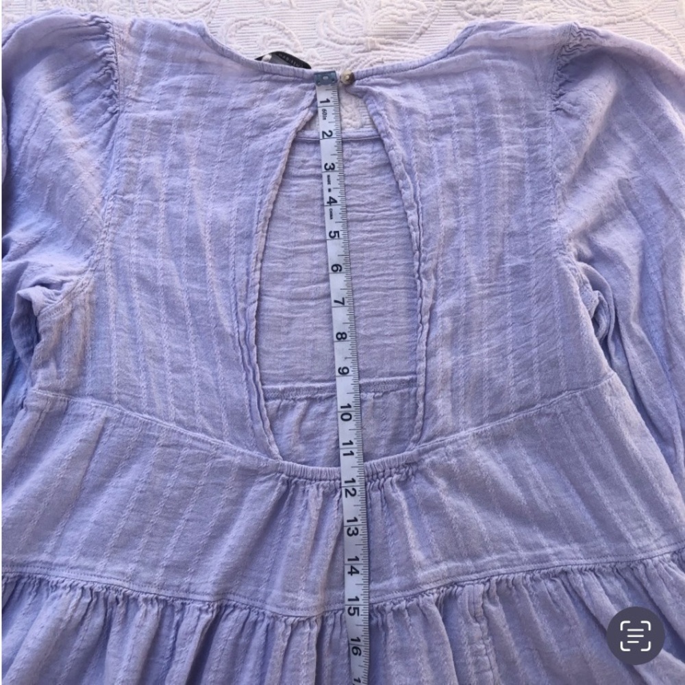 American Eagle Lavender Oversized Peasant Tiered Open Back Long Sleeve Blouse - Picture 7 of 8